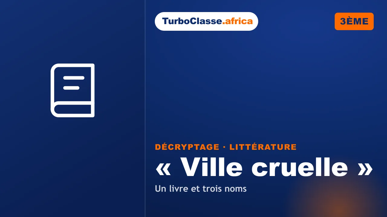 3ème (BEPC) — Littérature : « Ville cruelle », un livre et trois noms. Décryptage Thoth, fond bleu nuit.