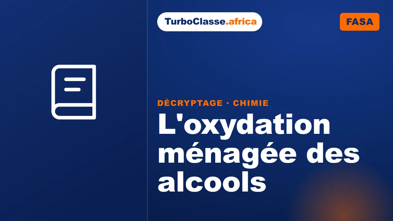 Concours FASA — Chimie : l'oxydation ménagée des alcools. Décryptage Thoth, fond bleu nuit.