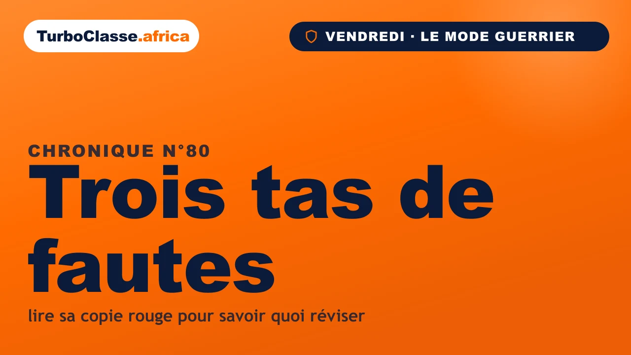 Chronique THOTH « Trois tas de fautes » — trier les fautes d'une copie corrigée, sur fond orange TurboClasse.