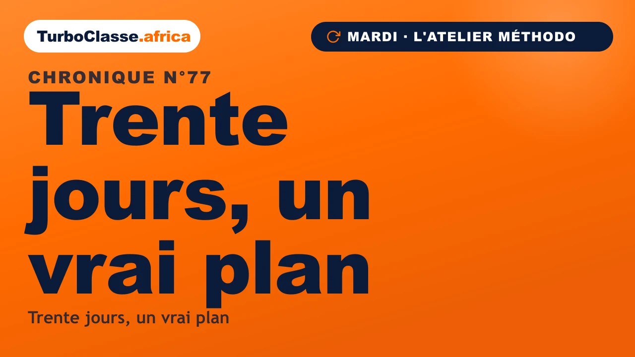 Chronique THOTH « Trente jours, un vrai plan » — le planning de révision jusqu'au jour J, sur fond orange TurboClasse.