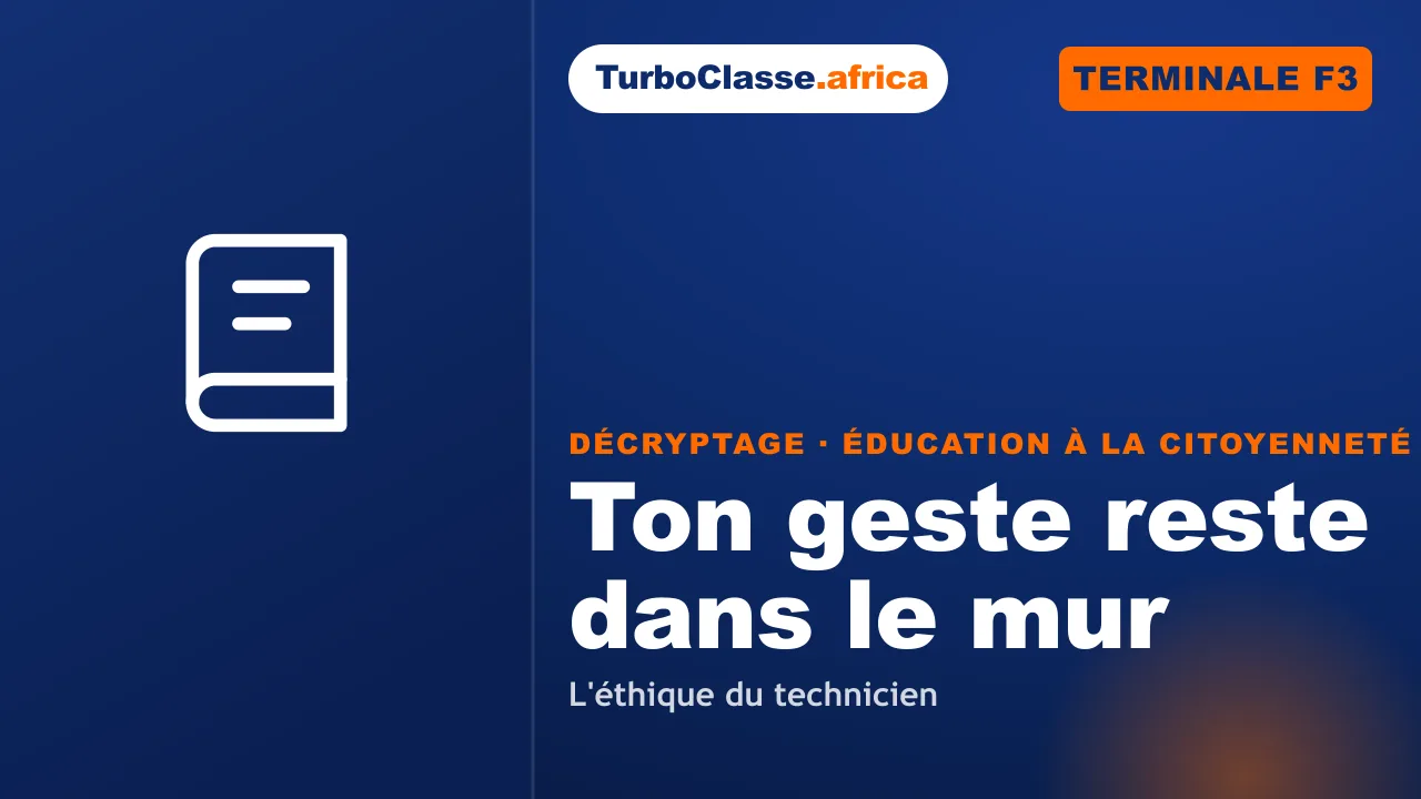 Terminale F3 — Éducation à la citoyenneté : l'éthique professionnelle de l'électrotechnicien. Décryptage Thoth, fond bleu nuit.